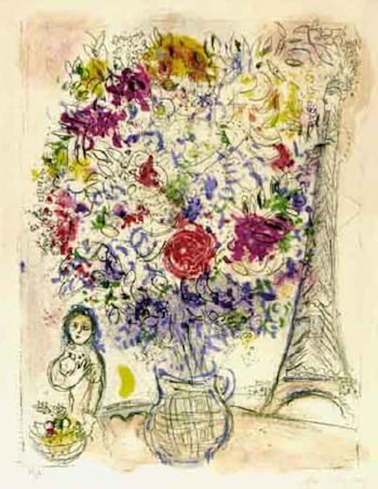 Bouquet with Eiffel Tower by Marc Chagall