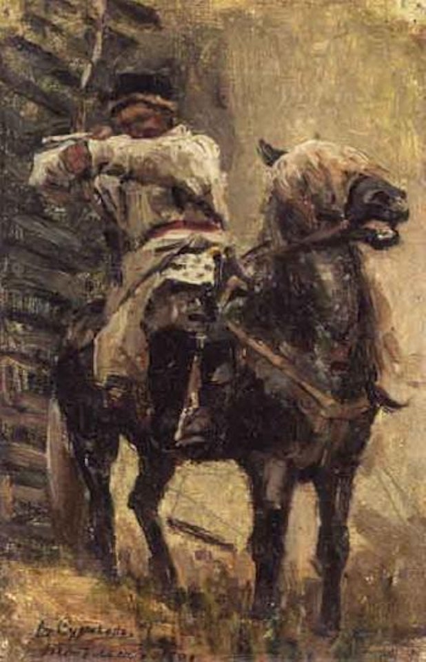 Study of mounted archer by Vasilii Ivanovich Surikov