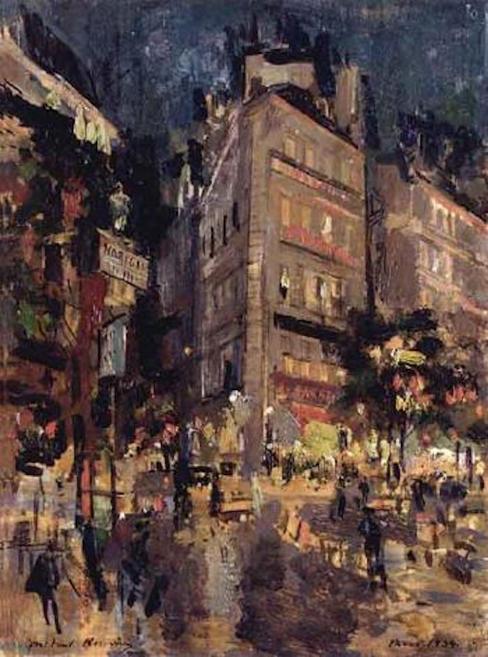 Parisian street by night by Konstantin Alekseevich Korovin