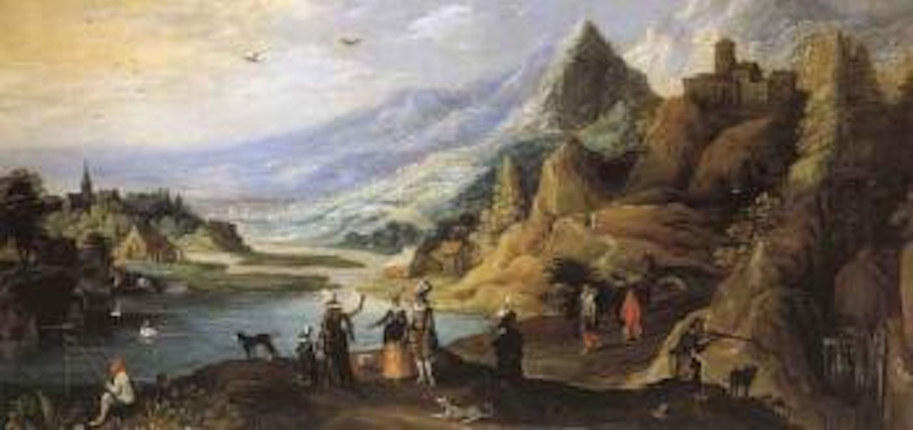 Mountainous landscape with figures by Joos de Momper the Younger