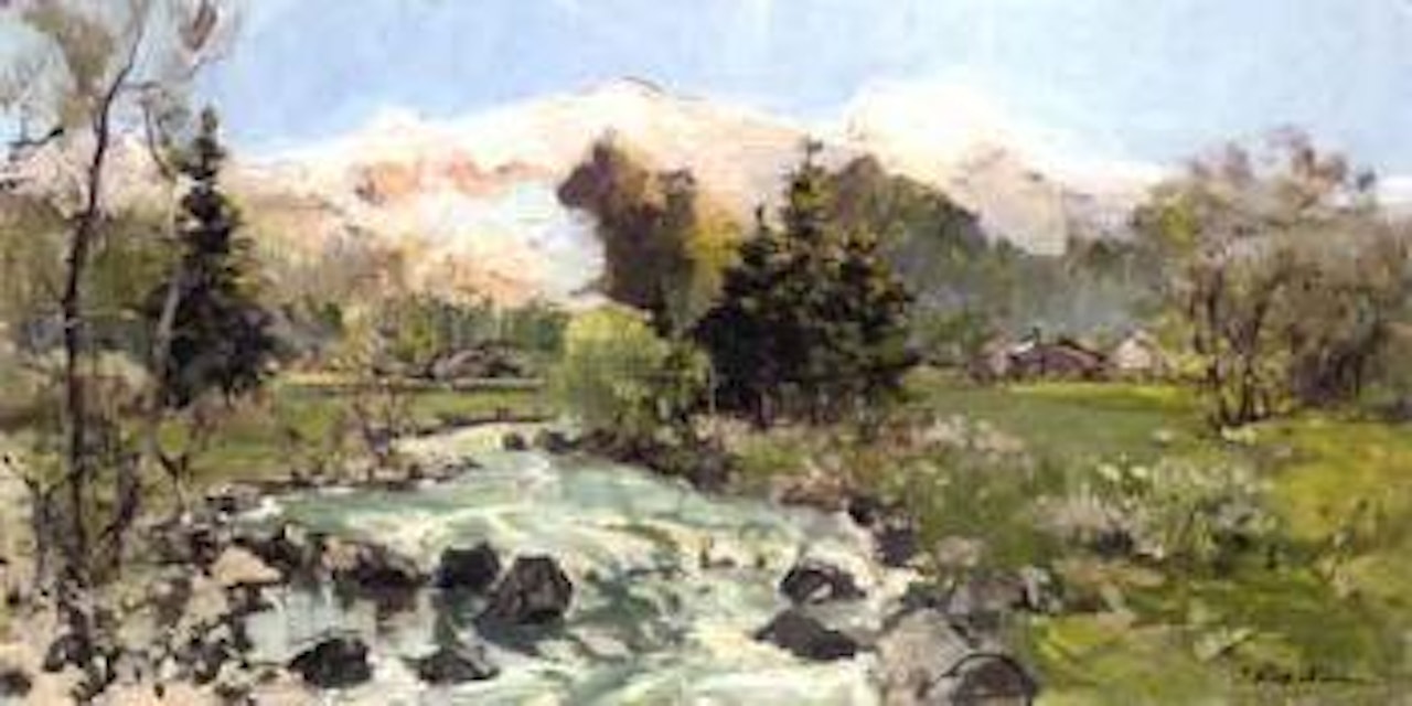 Alpine landscape by Georgij Aleksandrovic Lapschin