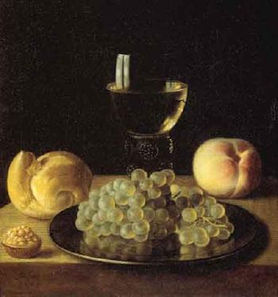 Still life with glass, bread and fruit by Sebastian Stosskopf