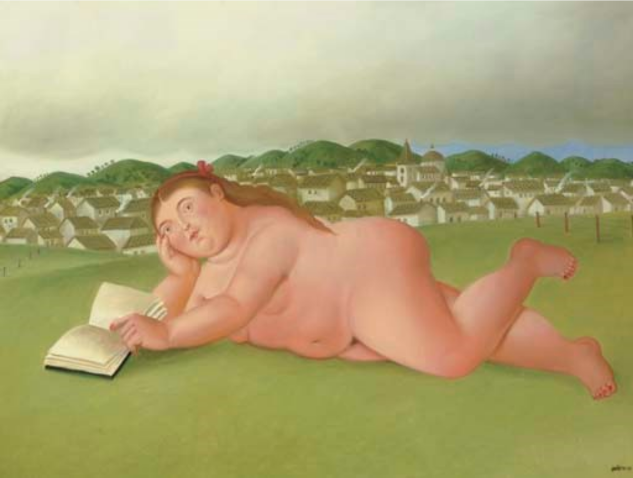 Woman reading by Fernando Botero