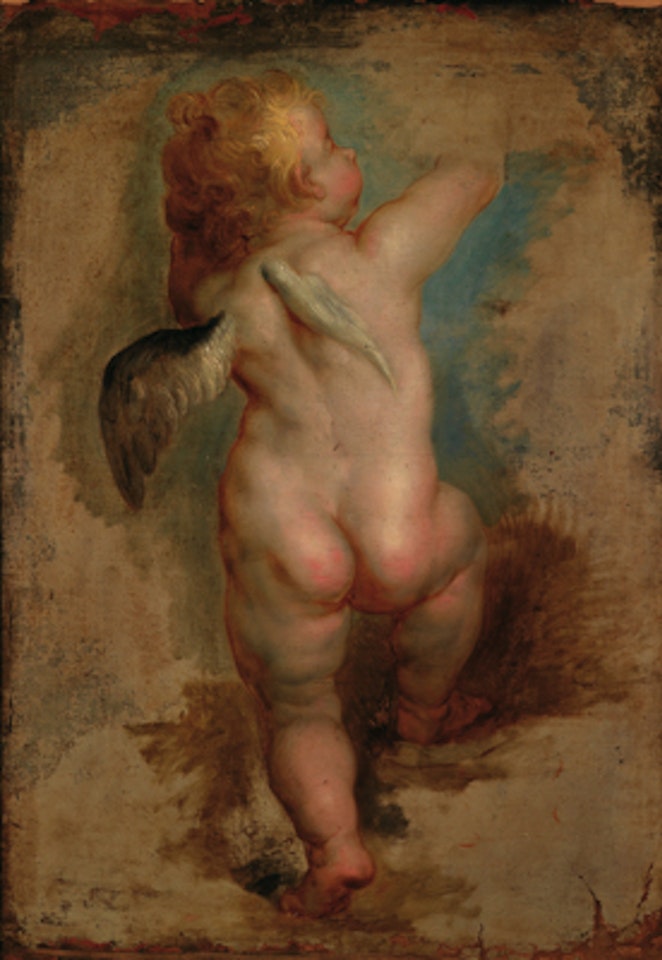 An oil sketch of a winged Cupid by Peter Paul Rubens