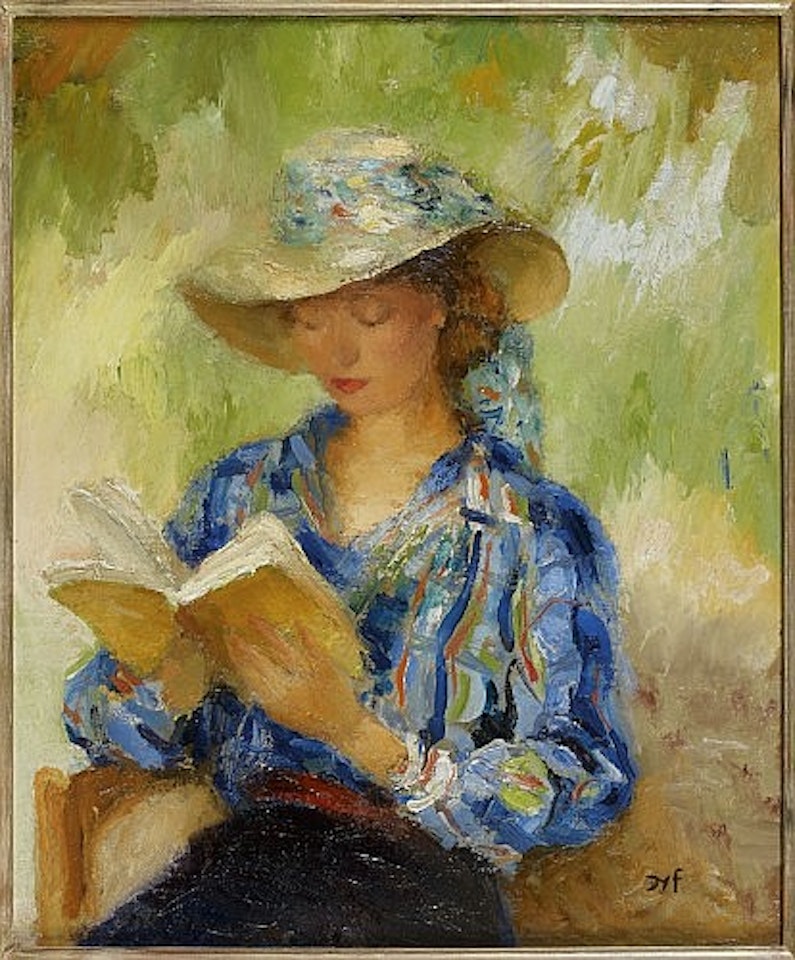 Jeune femme à sa lecture by Marcel Dyf
