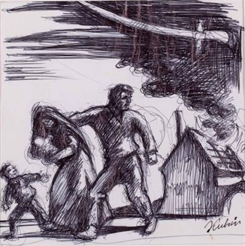 Flucht vor dem Feuer by Alfred Kubin
