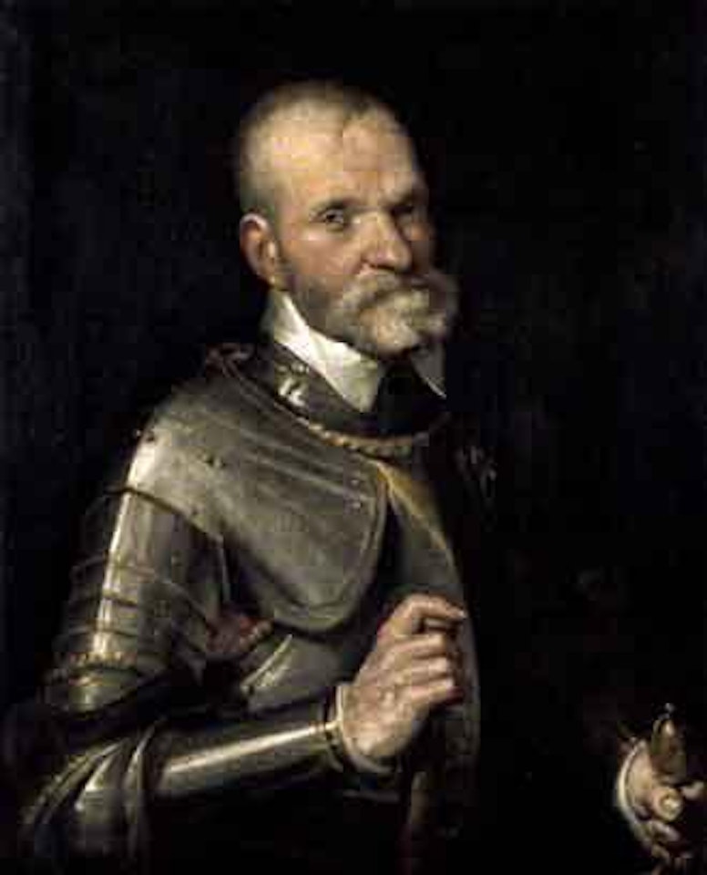 Portrait of commander in landscape by Venetian School