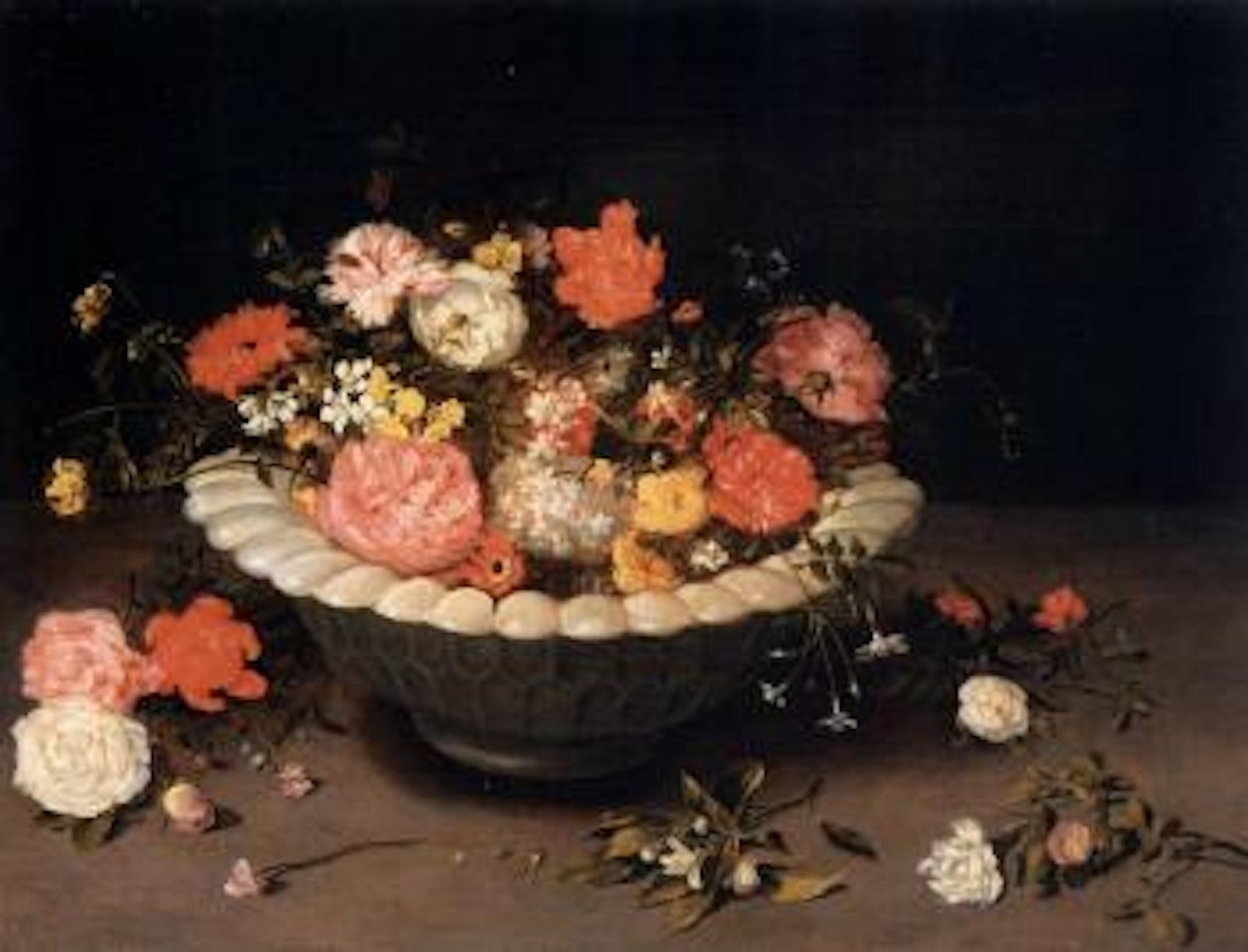 Flowers in glazed bowl by Jan Brueghel the Younger