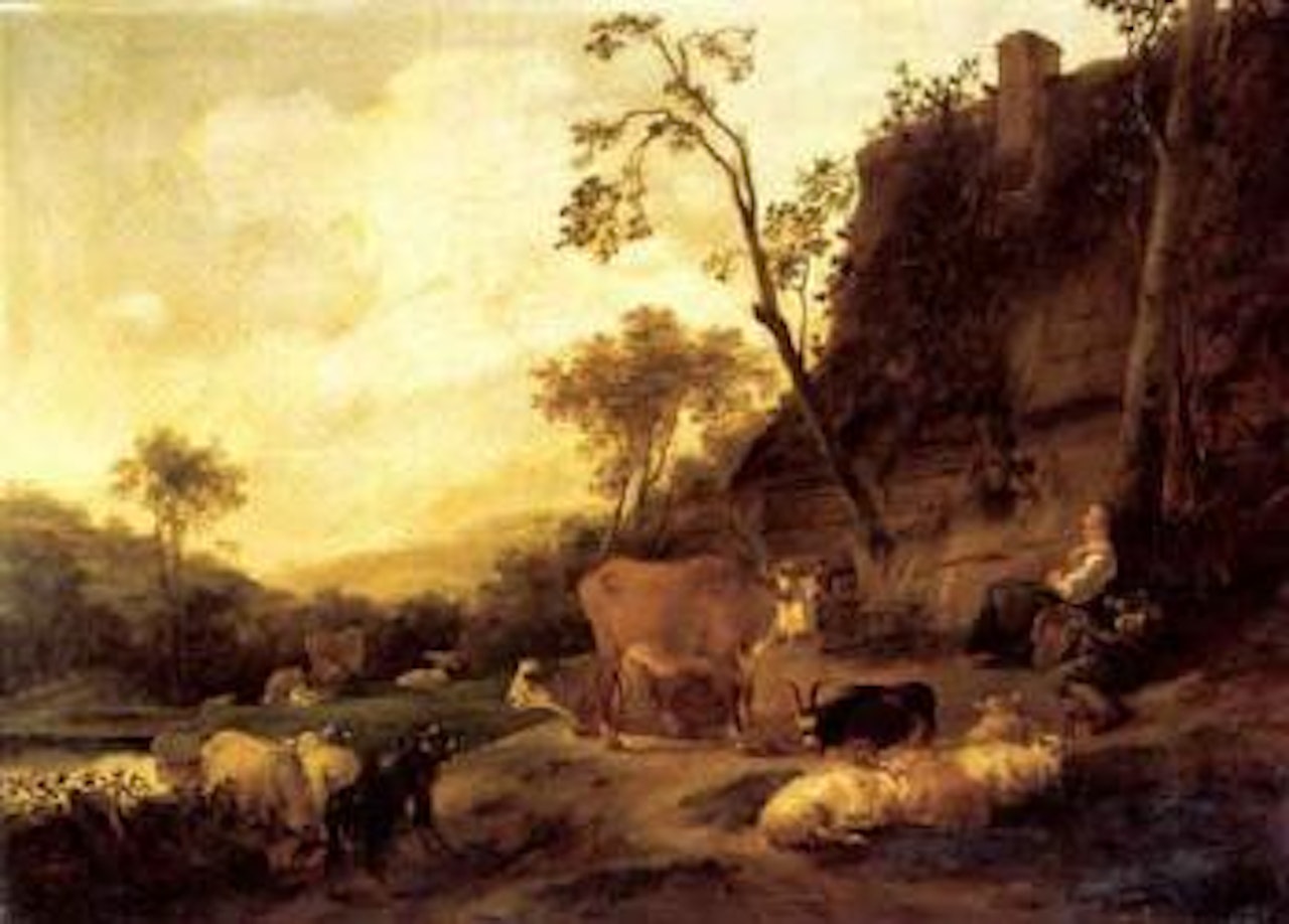 Italianate landscape by Nicolaes Pietersz Berchem