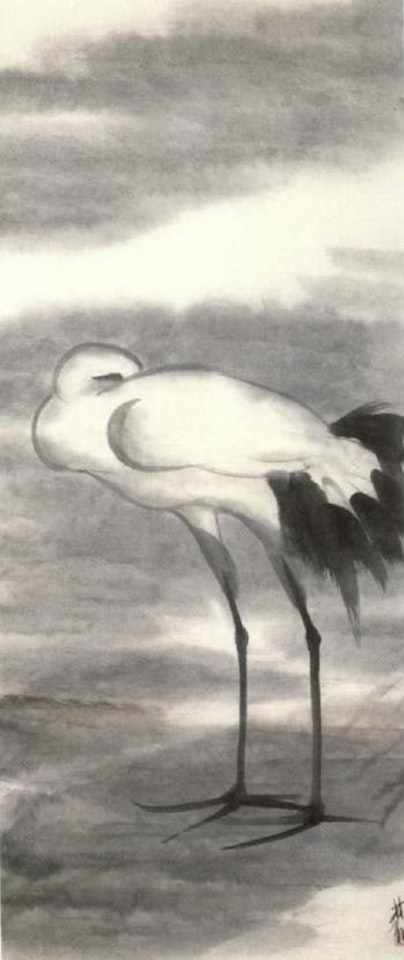 Resting egret by Lin Fengmian
