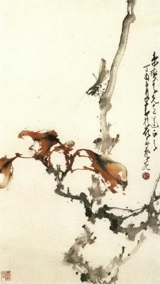 Mantis and autumn leaves by Zhao Shao'ang