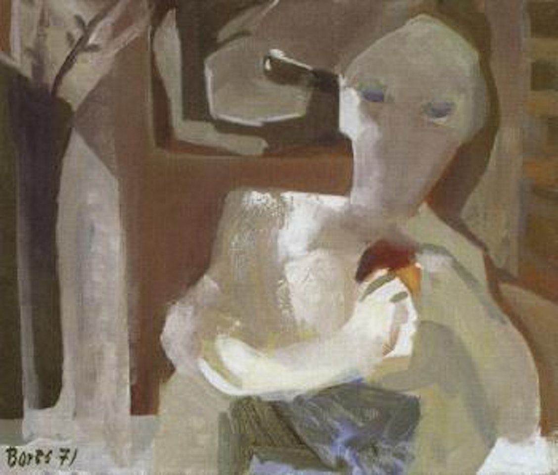 Jeune fille au vase de fleurs by Francisco Bores