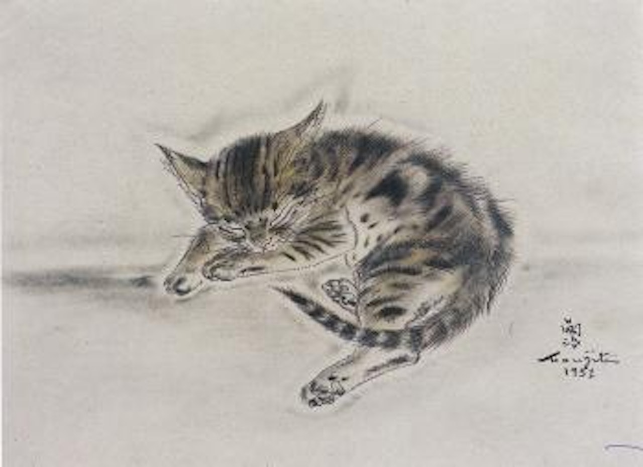 Sleeping cat by Leonard Tsuguharu Foujita