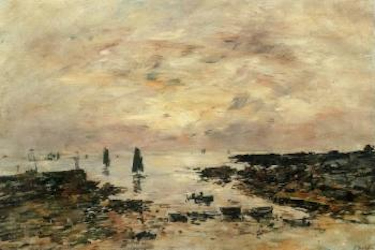 Bourg de Batz, les rochers by Eugène Boudin