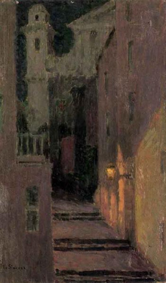 Rue de l'Eglise au clair de lune, Villefranche-sur-mer by Henri Le Sidaner
