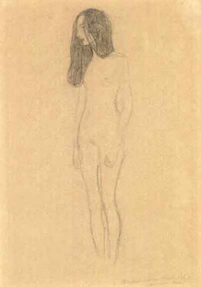 Nude female figure by Gustav Klimt