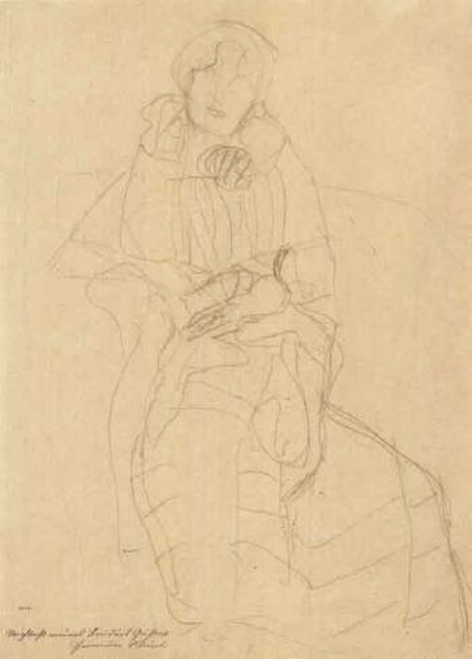 Seated lady from the front - study for the portrait of Marie Henneberg by Gustav Klimt