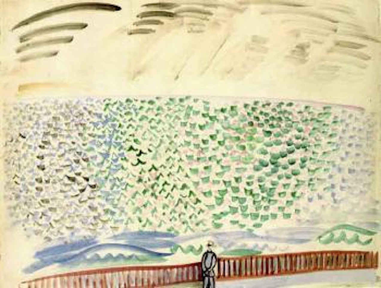 Promeneur au bord de mer au Havre by Raoul Dufy