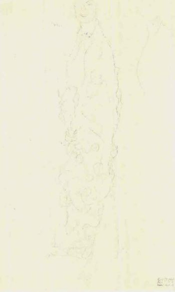 Whole figure head and chest. Seated nude in front of a mirror by Gustav Klimt