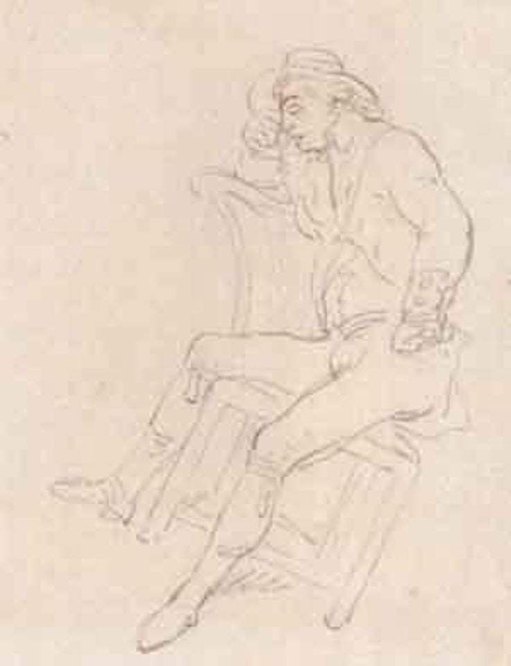Seated man, rocking on his chair by Thomas Rowlandson