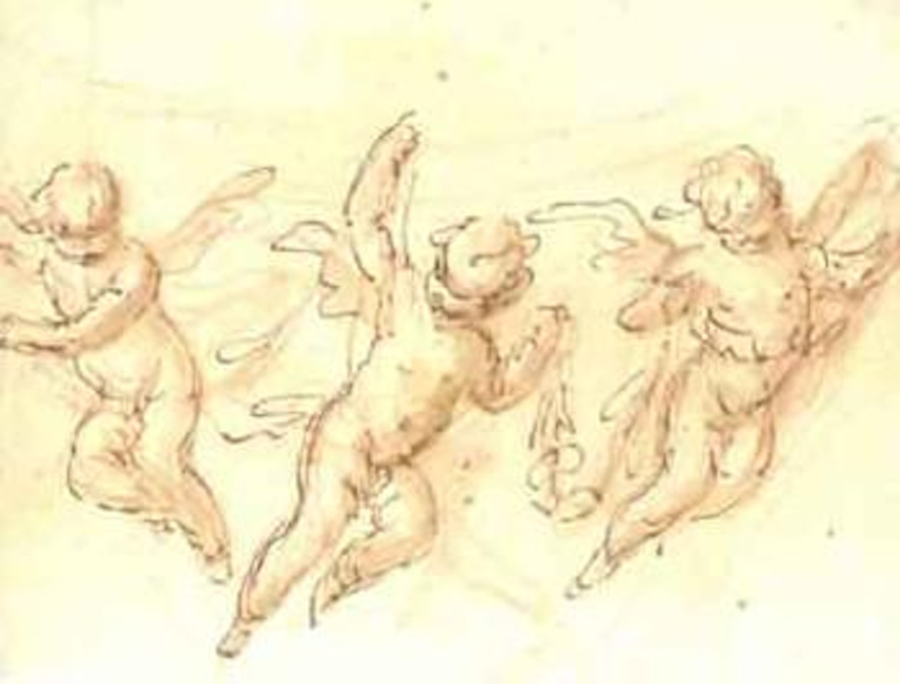Three putti bearing garlands by Gaspare Diziani