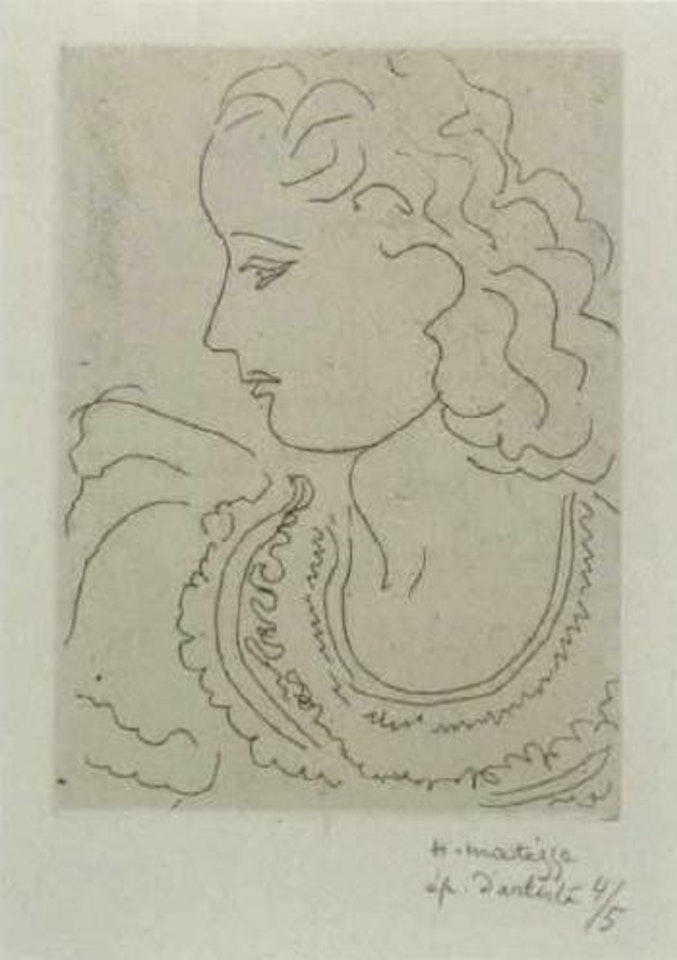 Jeune femme de profil, blouse en dentelle by Henri Matisse