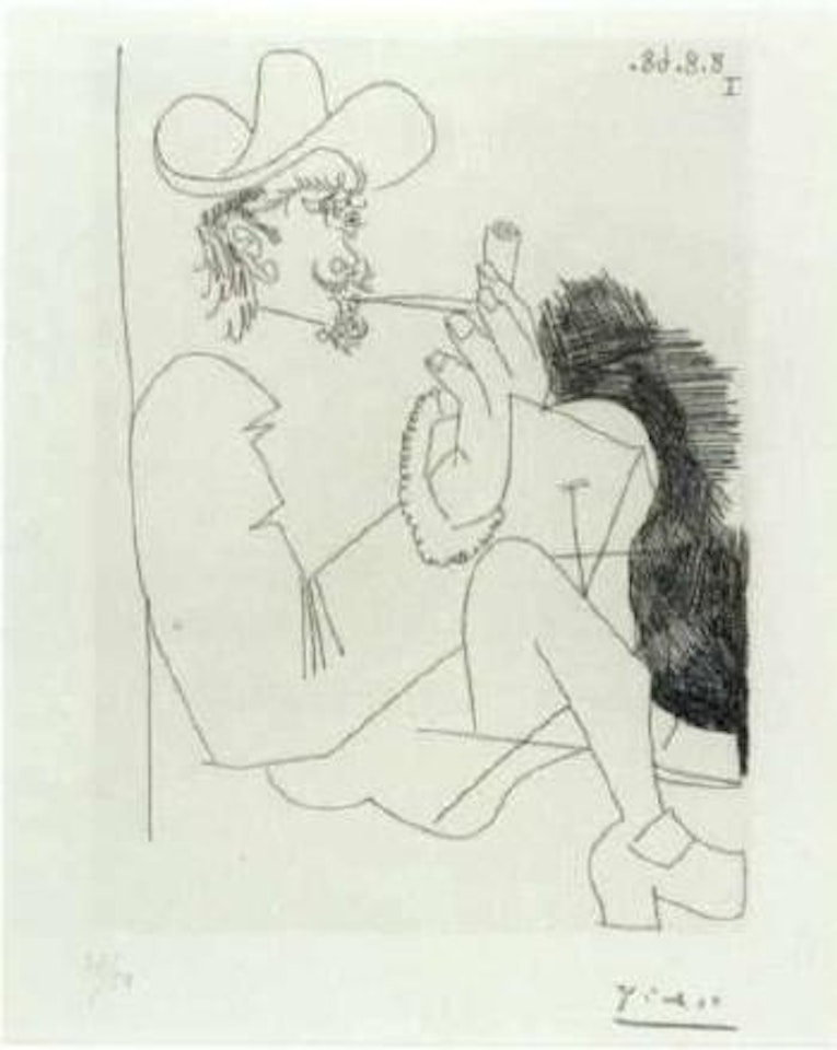 Homme Rembranesque a la pipe by Pablo Picasso