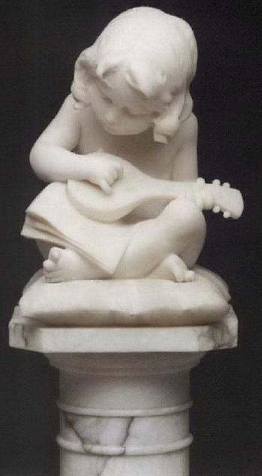 Seated girl playing a lute by Italian School