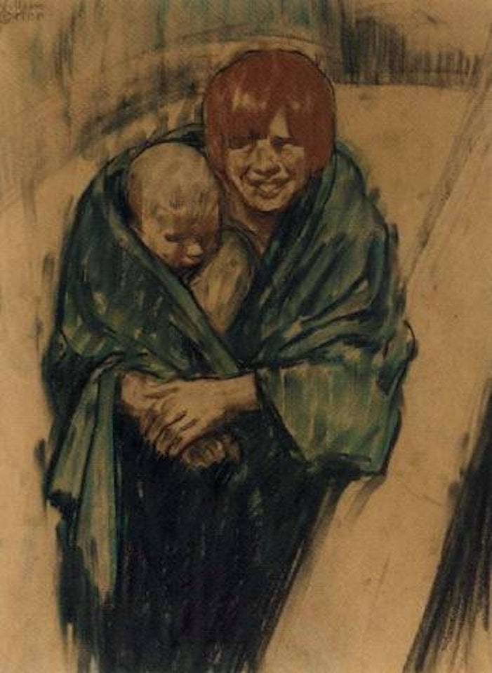 Woman holding a baby by William Conor