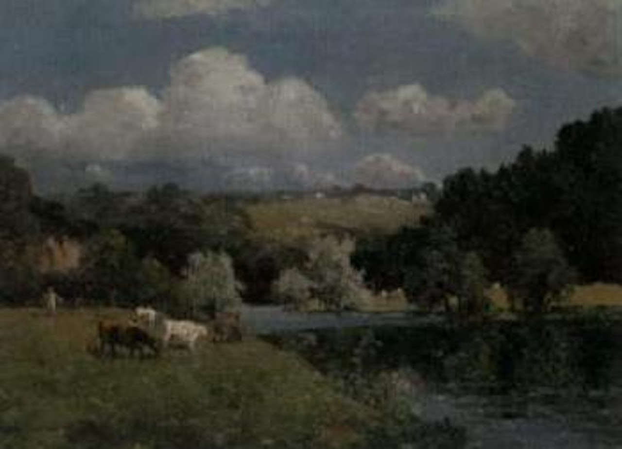 Country landscape with cattle grazing by Campbell Mellon