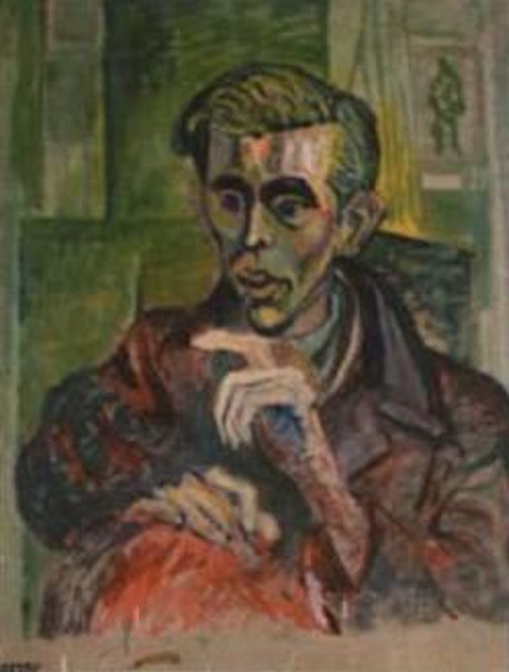 Portrait of a man with pipe by John Bratby