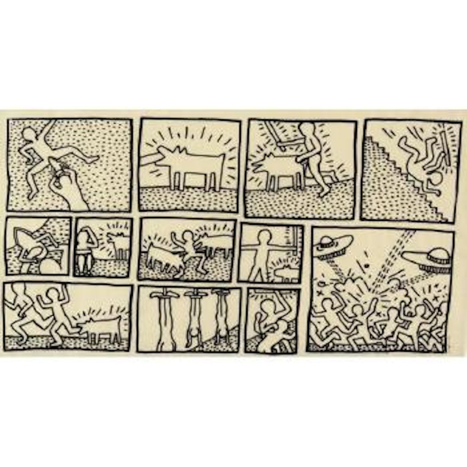 Blue print drawing by Keith Haring