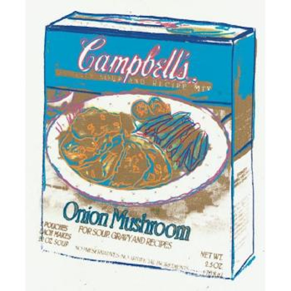 Campbell's onion mushroom soup box by Andy Warhol