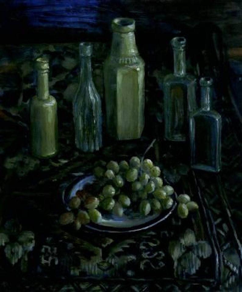 Bottles and grapes by Margaret Hannah Olley
