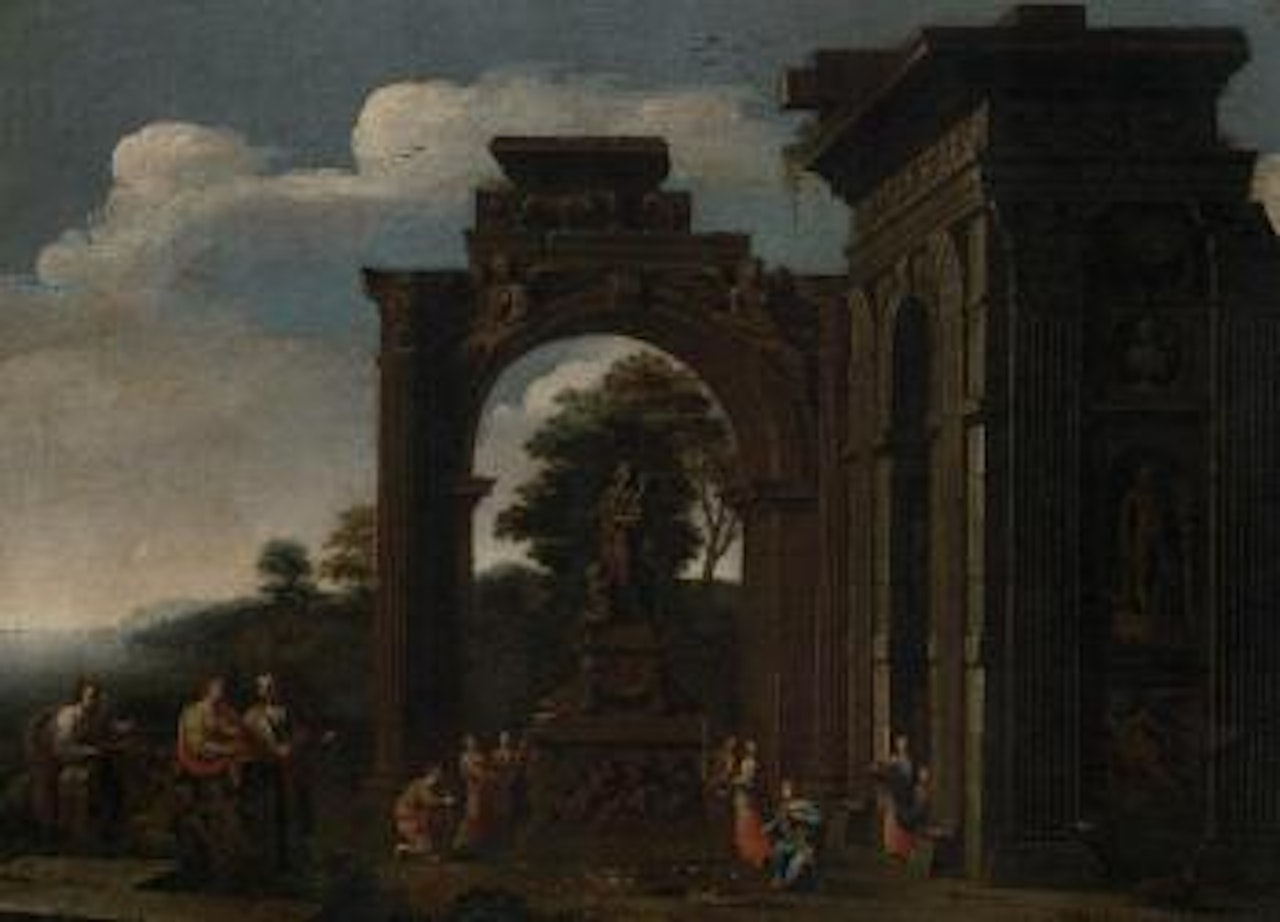 Capriccio of Roman ruins by Giovanni Ghisolfi