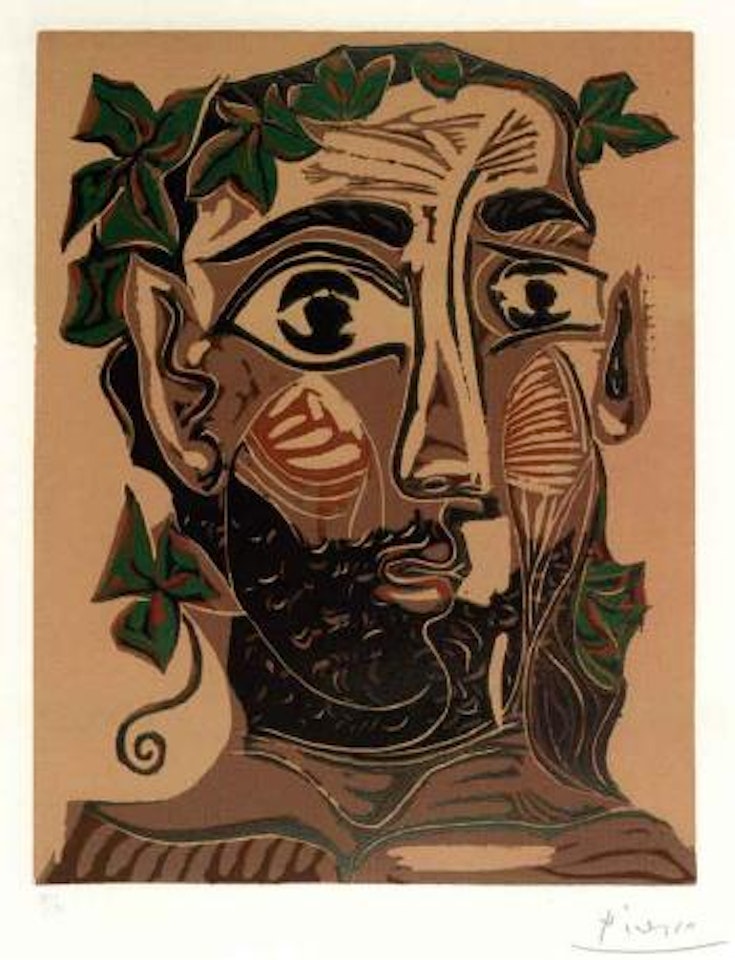 Homme barbu couronne de feuillage by Pablo Picasso