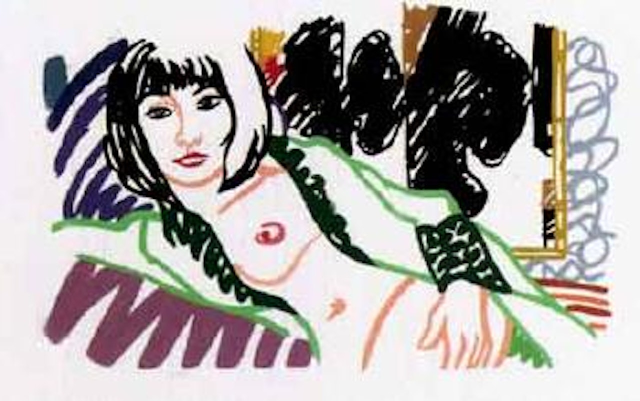 Monica in robe with Motherwell by Tom Wesselmann