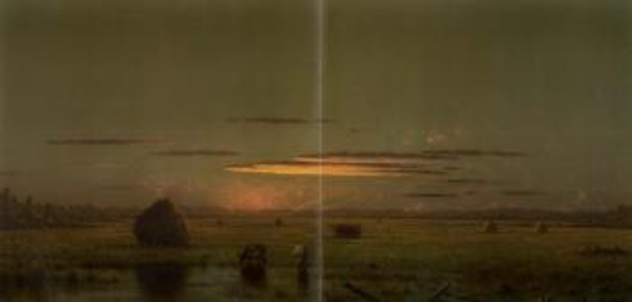 Cattle in the marsh near a fence by Martin Johnson Heade