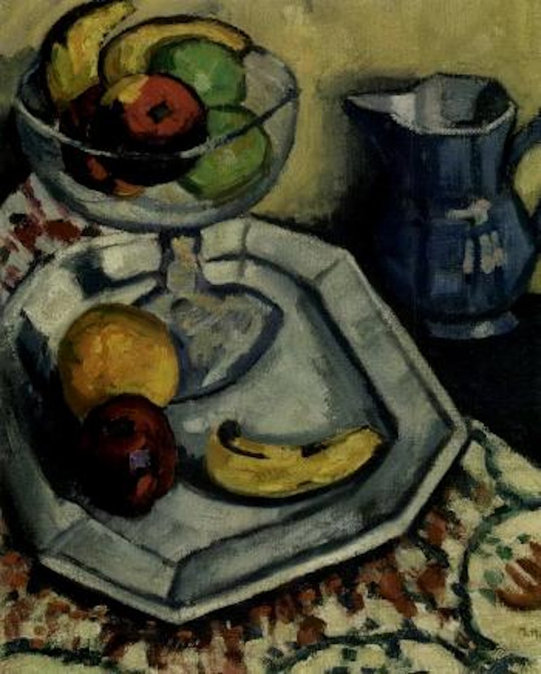 Still life with fruit and pitcher by Marsden Hartley