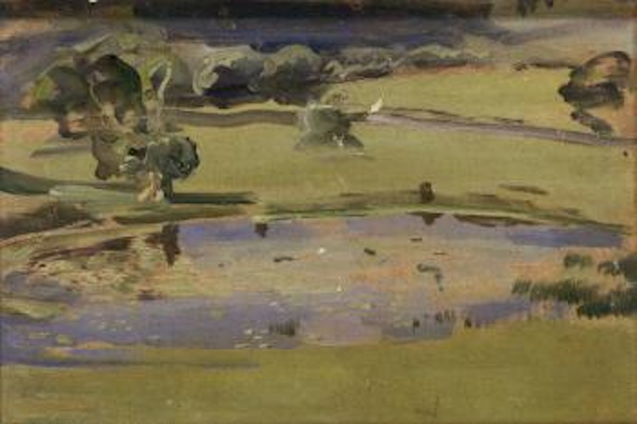Landscape - Study of a pond. Study of a mountainous landscape by Alfred James Munnings