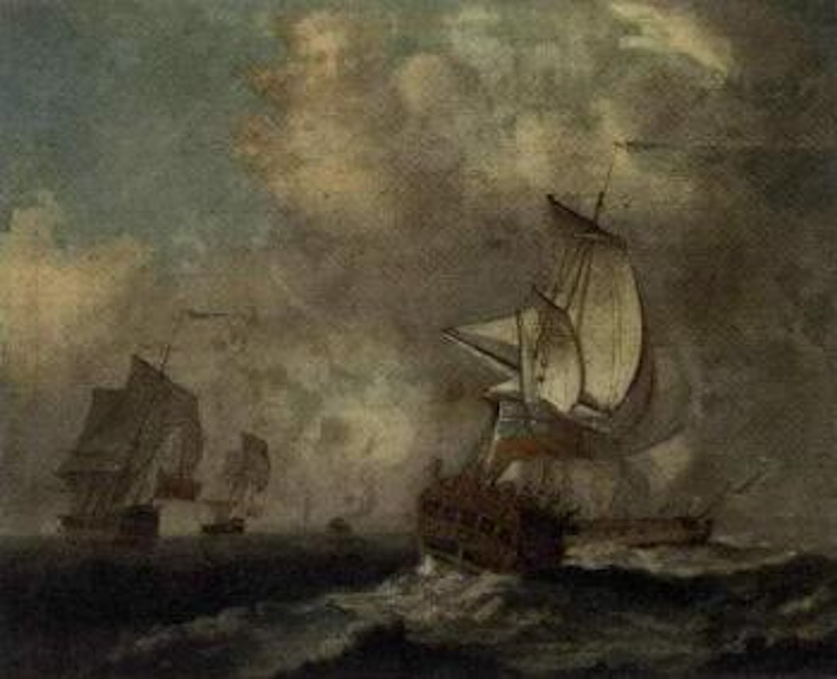 Squadron of the Red in a swell by Peter Monamy