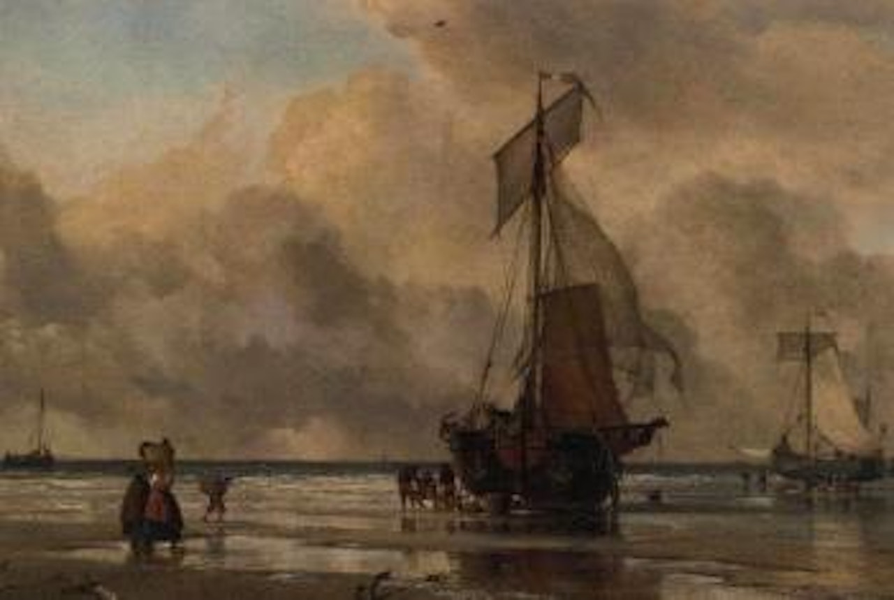 On the sands at Scheveningen by Edward William Cooke