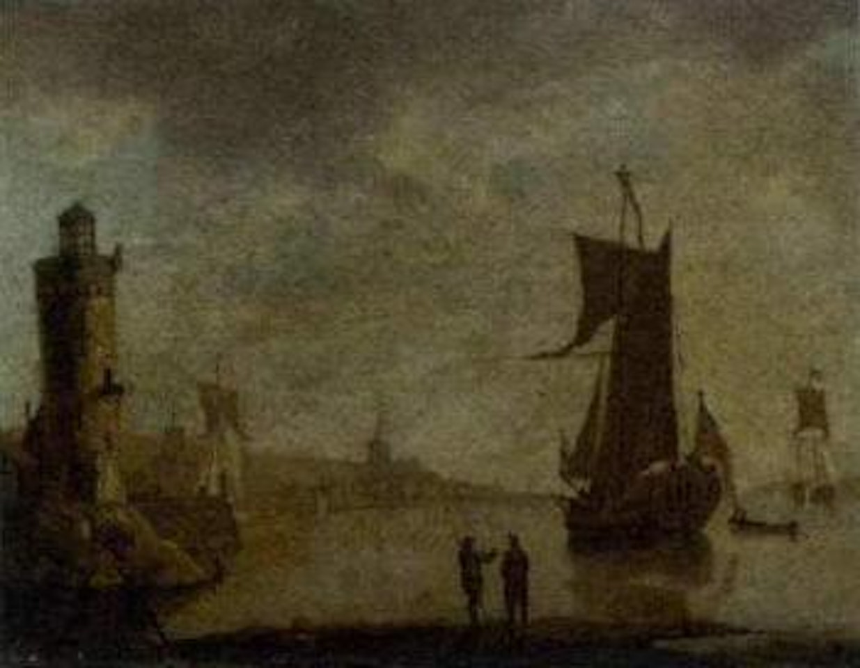 Ships of the Red Squadron at sea. An Admiralty yacht off a Channel port by Francis Swaine