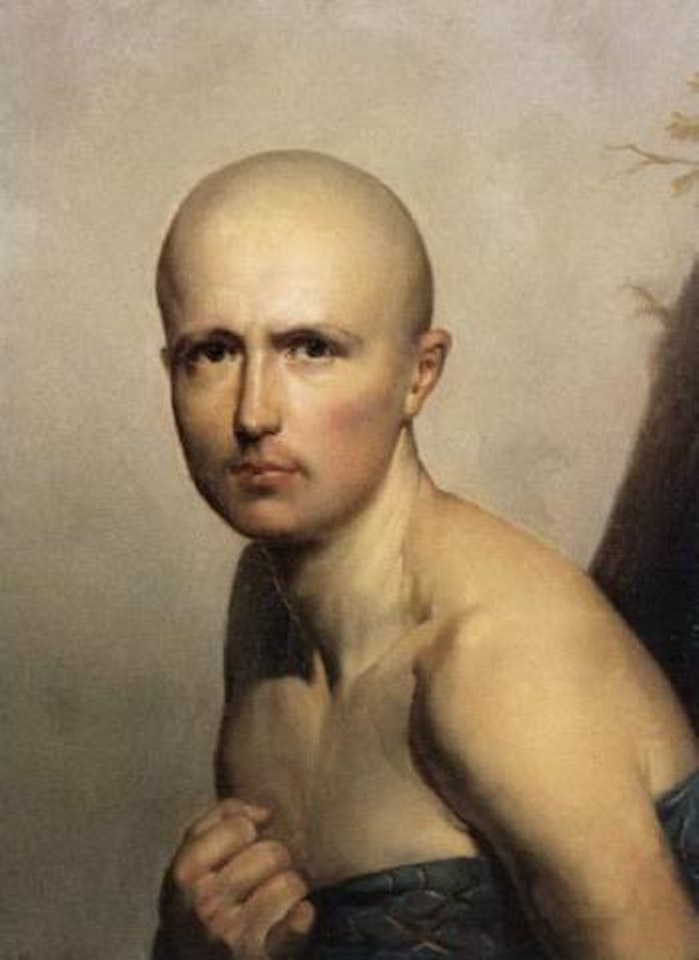 Woman with shaved head by French School