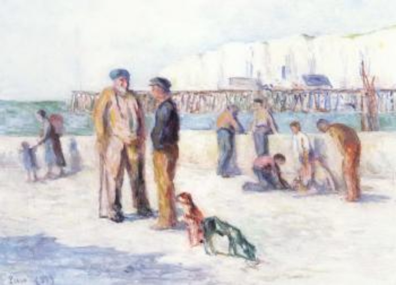 Le treport, la plage et la falaise by Maximilien Luce