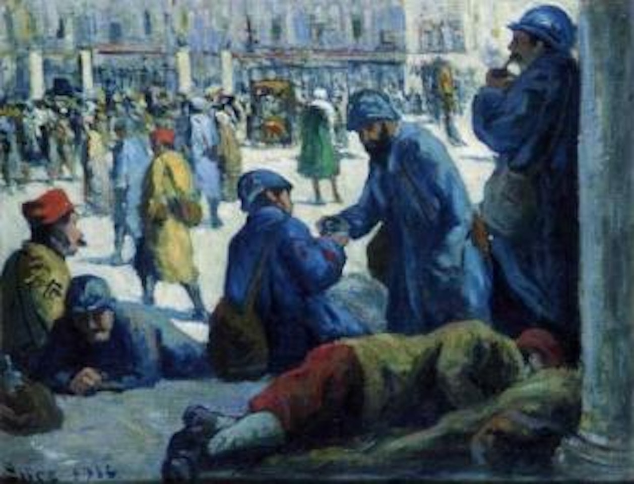 Soldats et secouristes a la Gare de l'Est by Maximilien Luce