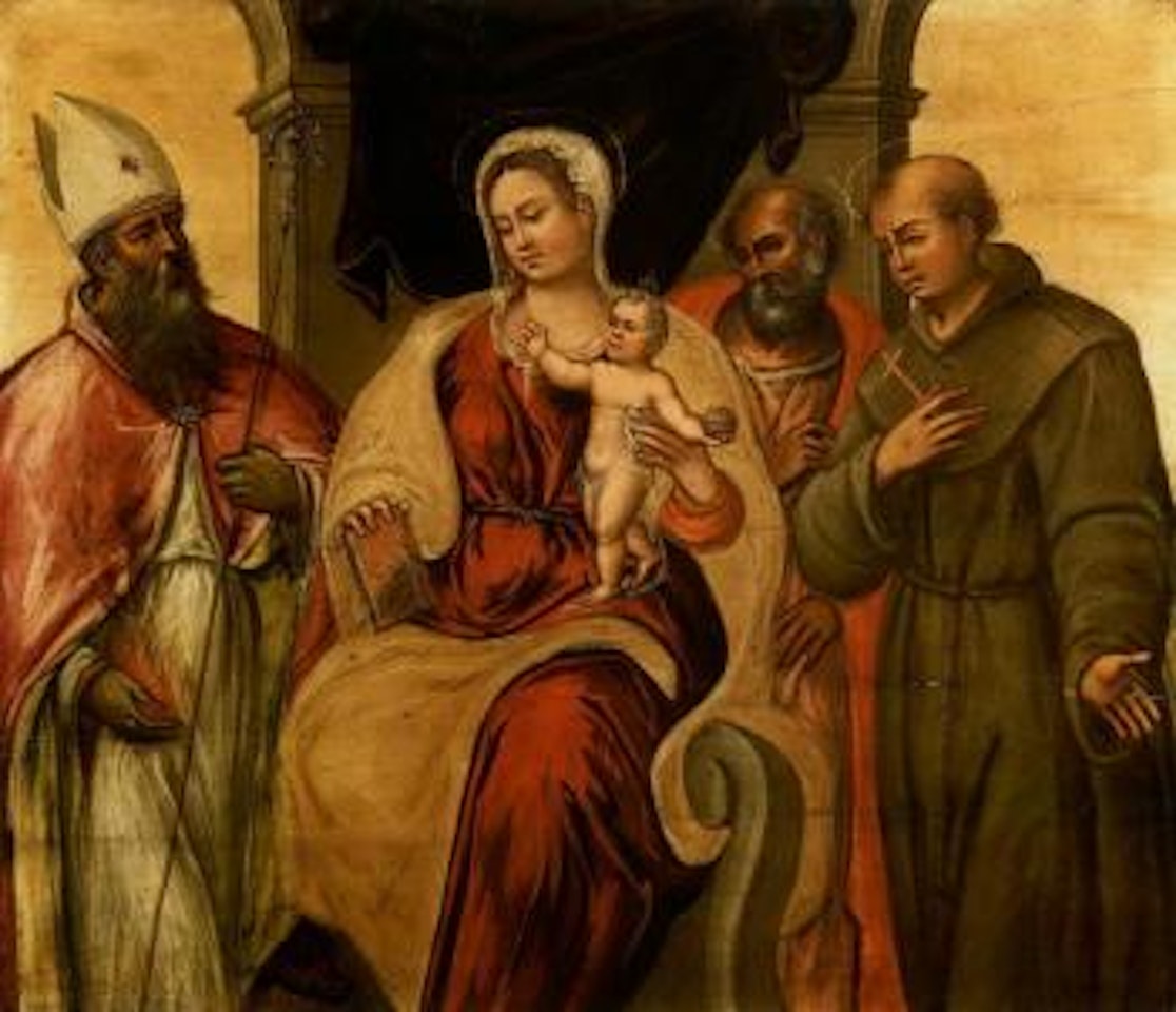 Holy Family and Saint Nicholas by Spanish School
