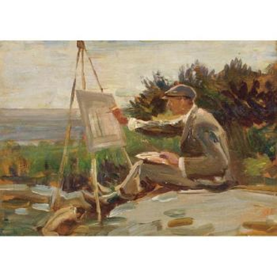 Artist painting near Lamorna by Alfred James Munnings