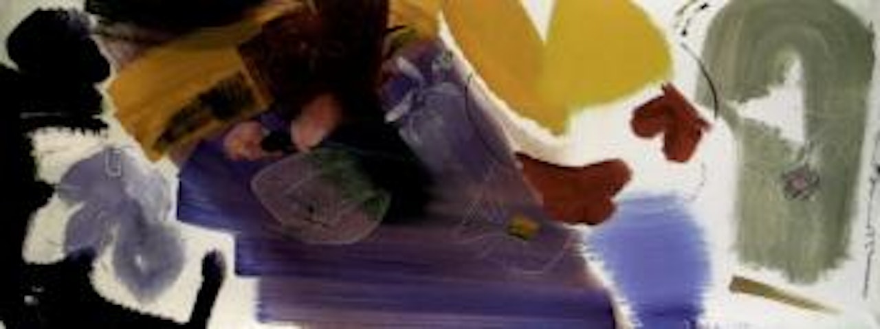 Flowers, black, blue and yellow by Ivon Hitchens