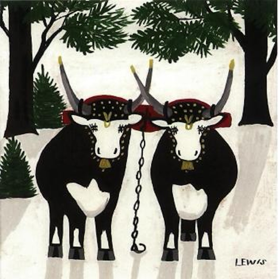 Waiting oxen by Maud Lewis